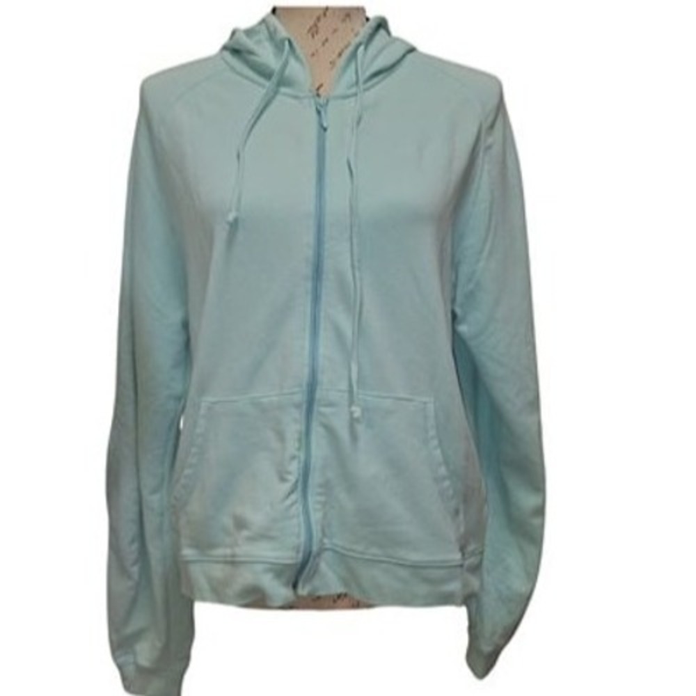 Cheetah Womens‎ Light Blue Zip Up Hoodie Jacket Large Sporty Activewear Casual - Picture 2 of 9